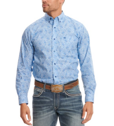 Camisa Ariat Phineas Azul Corte Fitted