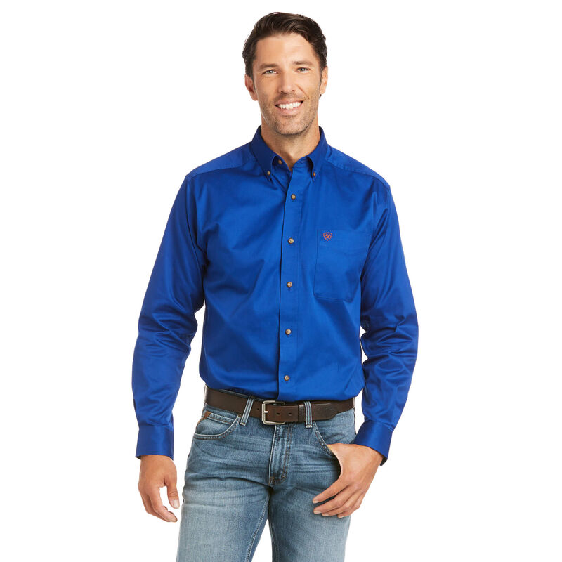 Camisa Ariat Azul Solido Corte Fitted