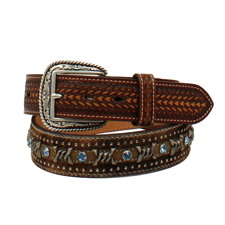 ARIAT Cinturón De Cuero En Relieve Floral Pintado A